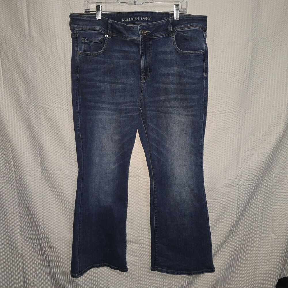 American Eagle Super Stretch Bootcut Jeans Women’s 20 Short Dark Wash Denim